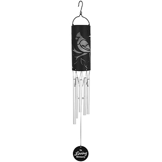 Solar \"In loving Memory\" chime with cardinal silhouette